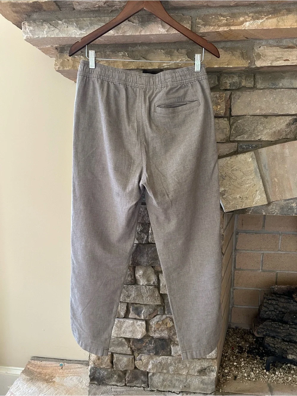 Hollister Men's Light Gray Drawstring cotton/linen pants
